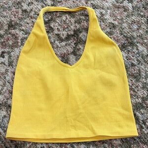 Yellow Ribbed Halter Top
